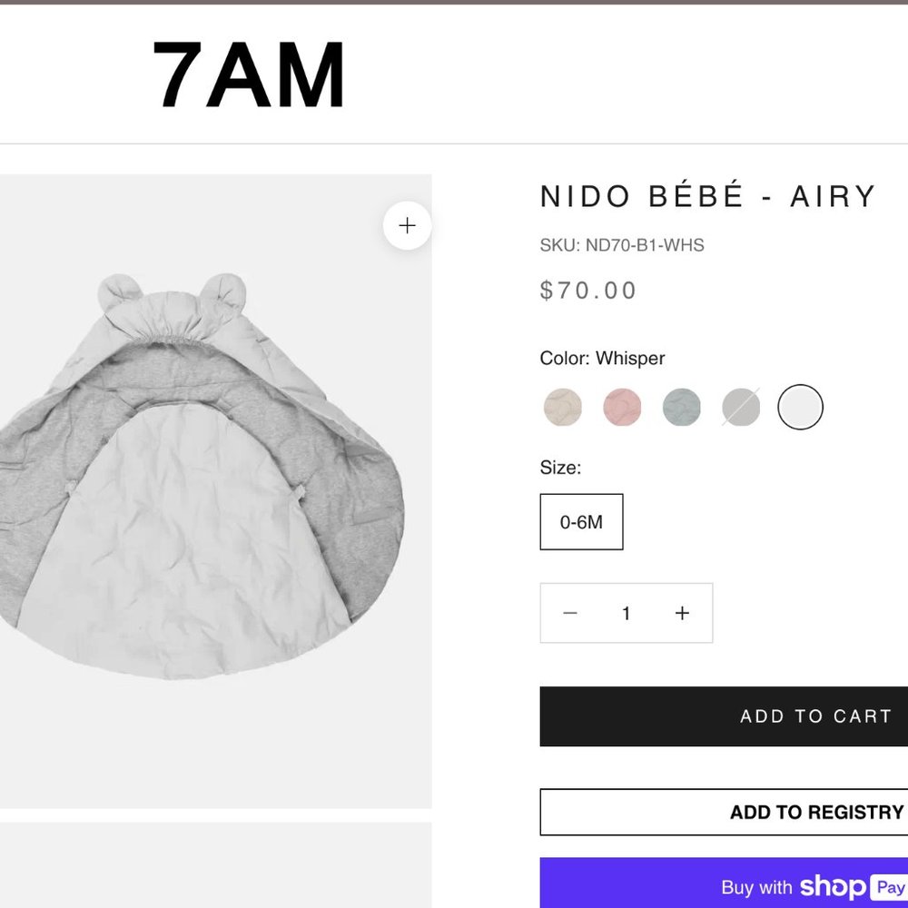 7AM Nido Bébé Airy Baby Nest - Whisper (White/Cream)